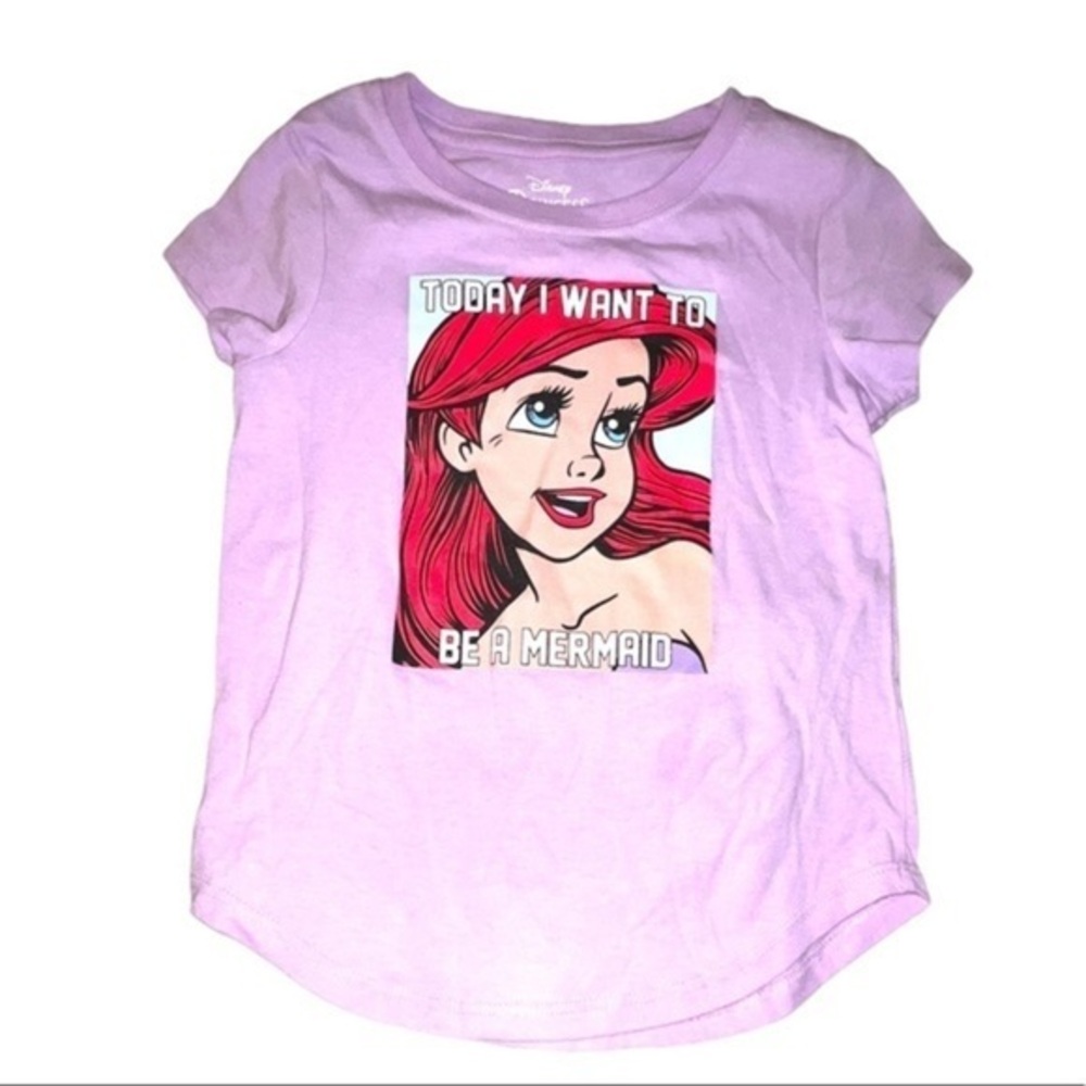 Disney the Little Mermaid Baby Tee Scoop Bottom Hem Comic Book Look Graphic Sz 6
